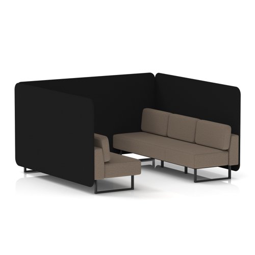 Brixworth 6 Seater Bench Booth With Black Legs In X2 Fabric - Diameter Panels And Theory Sofa