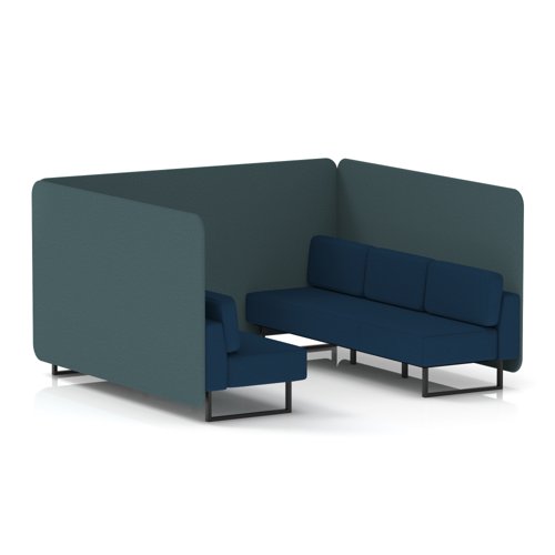Brixworth 6 Seater Bench Booth With Black Legs In X2 Fabric - Polygon Panels And Calculus Sofa