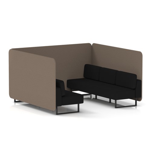 Brixworth 6 Seater Bench Booth With Black Legs In X2 Fabric - Theory Panels And Diameter Sofa
