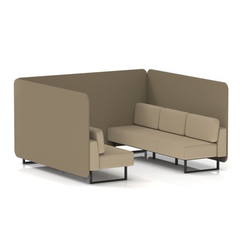 Brixworth 6 Seater Bench Booth With Black Legs In Main Line Flax Fabric - Bank Panels And Upminster Sofa