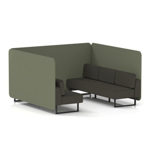 Brixworth 6 Seater Bench Booth With Black Legs In Main Line Flax Fabric - Monument Panels And Temple Sofa