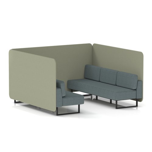 Brixworth 6 Seater Bench Booth With Black Legs In Main Line Flax Fabric - Newbury Panels And Westminster Sofa