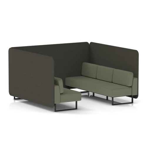 Brixworth 6 Seater Bench Booth With Black Legs In Main Line Flax Fabric - Temple Panels And Monument Sofa