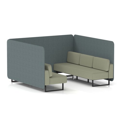 Brixworth 6 Seater Bench Booth With Black Legs In Main Line Flax Fabric - Westminster Panels And Newbury Sofa