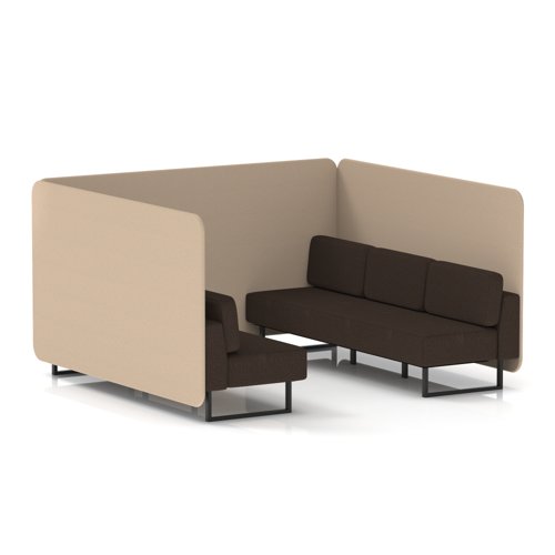 Brixworth 6 Seater Bench Booth With Black Legs In Synergy Fabric - Affix Panels And Wed Sofa