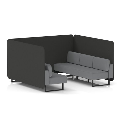 Brixworth 6 Seater Bench Booth With Black Legs In Synergy Fabric - Mix Panels And Partner Sofa