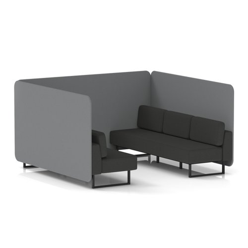 Brixworth 6 Seater Bench Booth With Black Legs In Synergy Fabric - Partner Panels And Mix Sofa