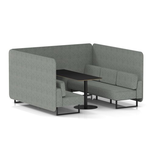 Brixworth 6 Seater Bench Booth With Black Legs And Black Table With Black Leg In Rivet Fabric - Prime Panels And Sofa