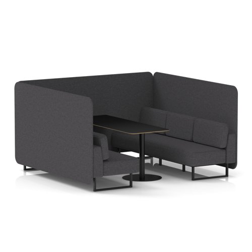 Brixworth 6 Seater Bench Booth With Black Legs And Black Table With Black Leg In X2 Fabric - Arithmetic Panels And Sofa
