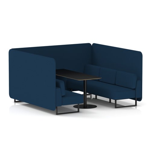 Brixworth 6 Seater Bench Booth With Black Legs And Black Table With Black Leg In X2 Fabric - Calculus Panels And Sofa
