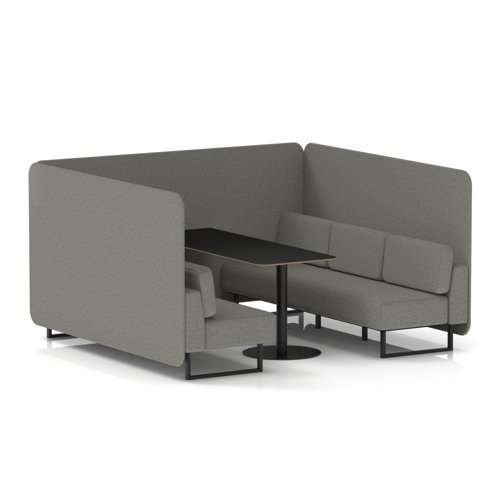 Brixworth 6 Seater Bench Booth With Black Legs And Black Table With Black Leg In X2 Fabric - Number Panels And Sofa