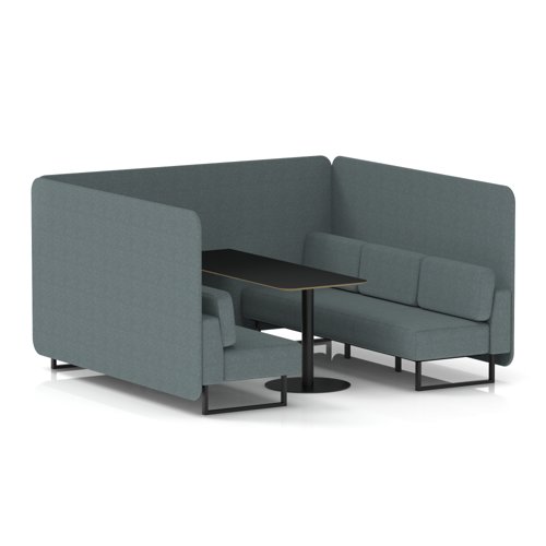 Brixworth 6 Seater Bench Booth With Black Legs And Black Table With Black Leg In Main Line Flax Fabric - Westminster Panels And Sofa