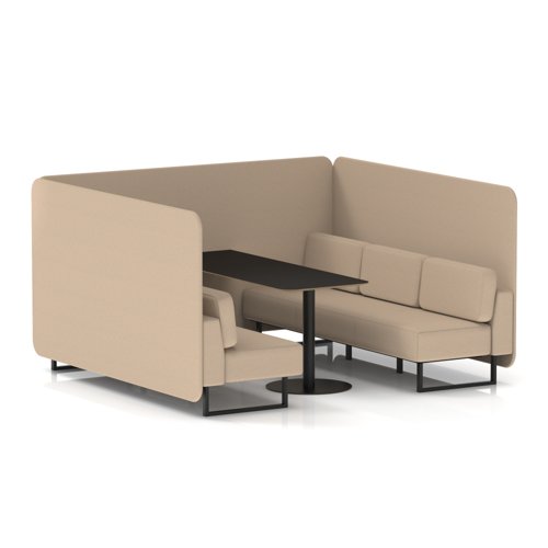 Brixworth 6 Seater Bench Booth With Black Legs And Black Table With Black Leg In Synergy Fabric - Affix Panels And Sofa