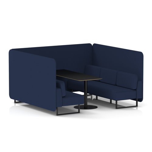 Brixworth 6 Seater Bench Booth With Black Legs And Black Table With Black Leg In Synergy Fabric - Alike Panels And Sofa