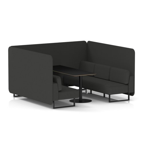 Brixworth 6 Seater Bench Booth With Black Legs And Black Table With Black Leg In Synergy Fabric - Mix Panels And Sofa
