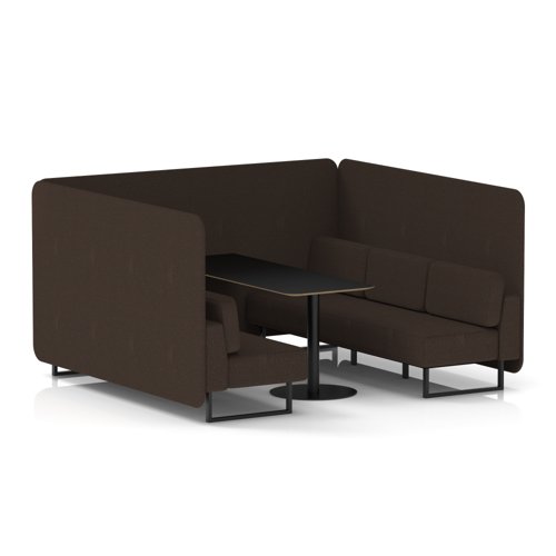 Brixworth 6 Seater Bench Booth With Black Legs And Black Table With Black Leg In Synergy Fabric - Wed Panels And Sofa