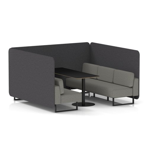 Brixworth 6 Seater Bench Booth With Black Legs And Black Table With Black Leg In X2 Fabric - Arithmetic Panels And Number Sofa