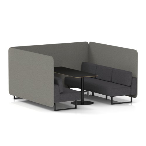 Brixworth 6 Seater Bench Booth With Black Legs And Black Table With Black Leg In X2 Fabric - Number Panels And Arithmetic Sofa