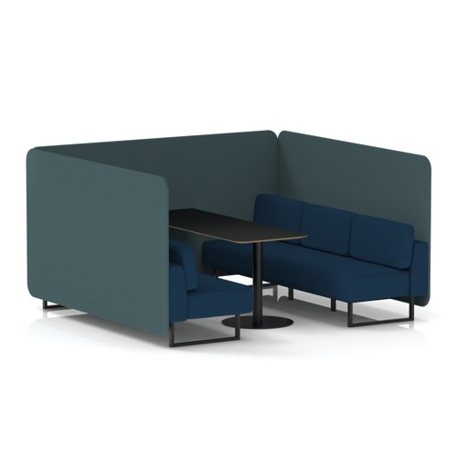 Brixworth 6 Seater Bench Booth With Black Legs And Black Table With Black Leg In X2 Fabric - Polygon Panels And Calculus Sofa