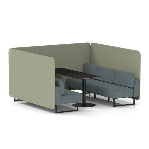 Brixworth 6 Seater Bench Booth With Black Legs And Black Table With Black Leg In Main Line Flax Fabric - Newbury Panels And Westminster Sofa