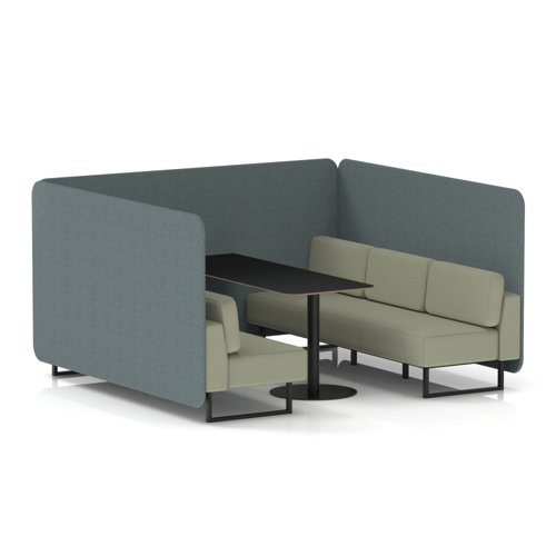 Brixworth 6 Seater Bench Booth With Black Legs And Black Table With Black Leg In Main Line Flax Fabric - Westminster Panels And Newbury Sofa