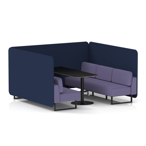 Brixworth 6 Seater Bench Booth With Black Legs And Black Table With Black Leg In Synergy Fabric - Alike Panels And Order Sofa