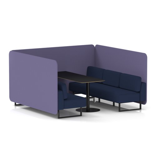 Brixworth 6 Seater Bench Booth With Black Legs And Black Table With Black Leg In Synergy Fabric - Order Panels And Alike Sofa