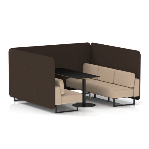 Brixworth 6 Seater Bench Booth With Black Legs And Black Table With Black Leg In Synergy Fabric - Wed Panels And Affix Sofa