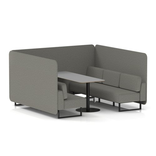 Brixworth 6 Seater Bench Booth With Black Legs And Grey Table With Black Leg In X2 Fabric - Number Panels And Sofa
