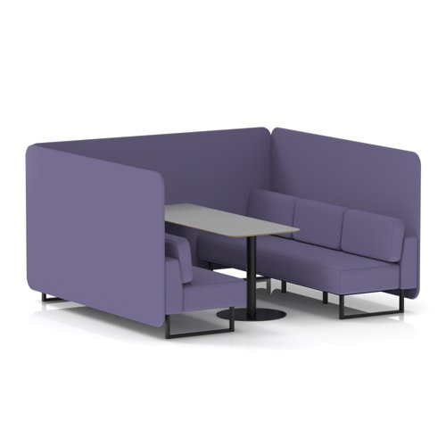 Brixworth 6 Seater Bench Booth With Black Legs And Grey Table With Black Leg In Synergy Fabric - Order Panels And Sofa