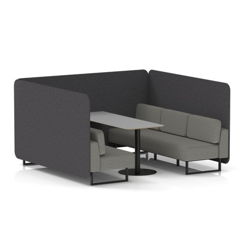 Brixworth 6 Seater Bench Booth With Black Legs And Grey Table With Black Leg In X2 Fabric - Arithmetic Panels And Number Sofa