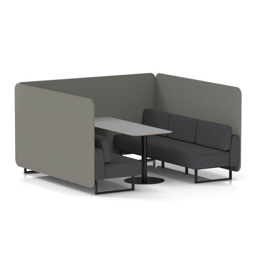 Brixworth 6 Seater Bench Booth With Black Legs And Grey Table With Black Leg In X2 Fabric - Number Panels And Arithmetic Sofa