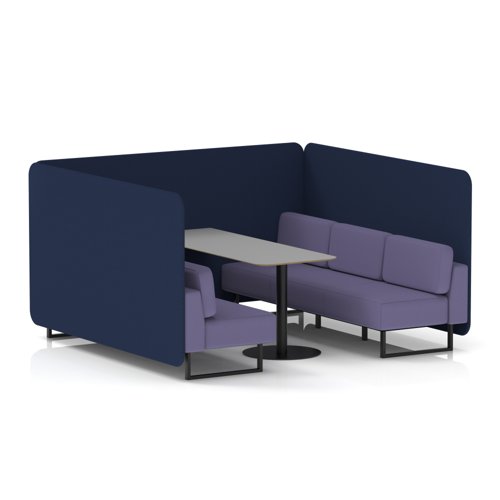 Brixworth 6 Seater Bench Booth With Black Legs And Grey Table With Black Leg In Synergy Fabric - Alike Panels And Order Sofa