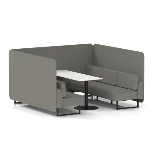 Brixworth 6 Seater Bench Booth With Black Legs And White Table With Black Leg In X2 Fabric - Number Panels And Sofa