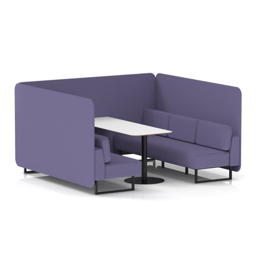 Brixworth 6 Seater Bench Booth With Black Legs And White Table With Black Leg In Synergy Fabric - Order Panels And Sofa