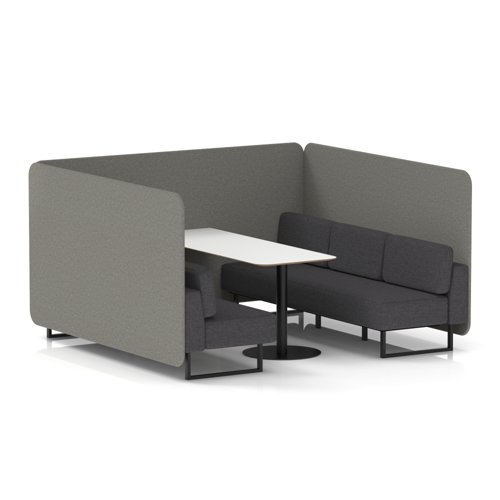 Brixworth 6 Seater Bench Booth With Black Legs And White Table With Black Leg In X2 Fabric - Number Panels And Arithmetic Sofa