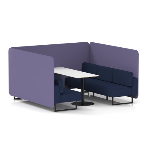 Brixworth 6 Seater Bench Booth With Black Legs And White Table With Black Leg In Synergy Fabric - Order Panels And Alike Sofa