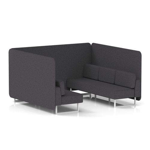 Brixworth 6 Seater Bench Booth With White Legs In X2 Fabric - Arithmetic Panels And Sofa