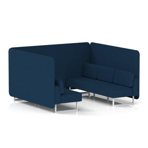 Brixworth 6 Seater Bench Booth With White Legs In X2 Fabric - Calculus Panels And Sofa