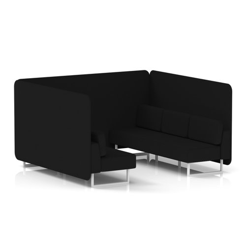 Brixworth 6 Seater Bench Booth With White Legs In X2 Fabric - Diameter Panels And Sofa