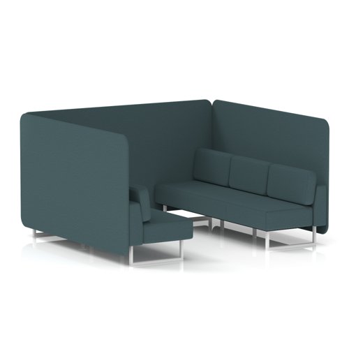 Brixworth 6 Seater Bench Booth With White Legs In X2 Fabric - Polygon Panels And Sofa