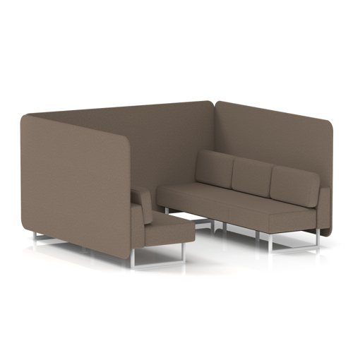 Brixworth 6 Seater Bench Booth With White Legs In X2 Fabric - Theory Panels And Sofa
