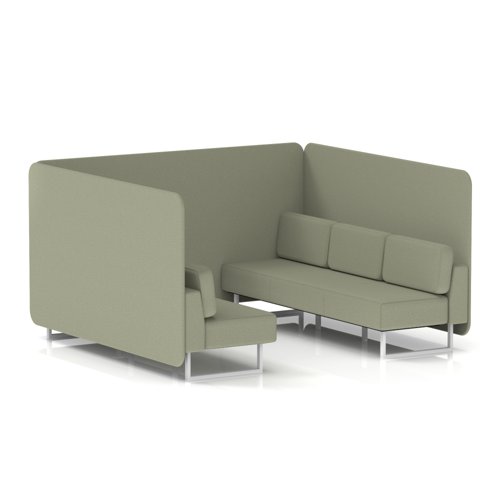 Brixworth 6 Seater Bench Booth With White Legs In Main Line Flax Fabric - Newbury Panels And Sofa