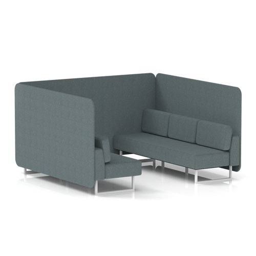 Brixworth 6 Seater Bench Booth With White Legs In Main Line Flax Fabric - Westminster Panels And Sofa