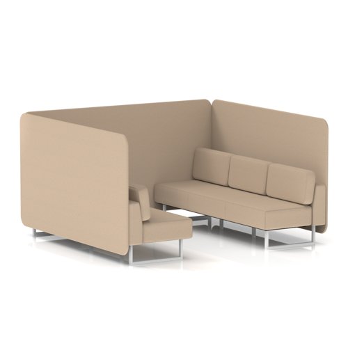 Brixworth 6 Seater Bench Booth With White Legs In Synergy Fabric - Affix Panels And Sofa