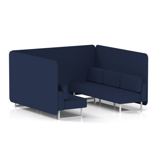 Brixworth 6 Seater Bench Booth With White Legs In Synergy Fabric - Alike Panels And Sofa
