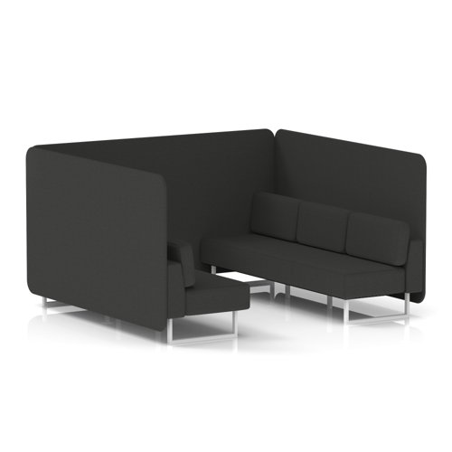 Brixworth 6 Seater Bench Booth With White Legs In Synergy Fabric - Mix Panels And Sofa