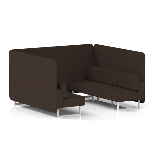 Brixworth 6 Seater Bench Booth With White Legs In Synergy Fabric - Wed Panels And Sofa