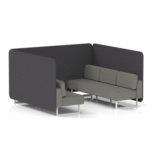 Brixworth 6 Seater Bench Booth With White Legs In X2 Fabric - Arithmetic Panels And Number Sofa