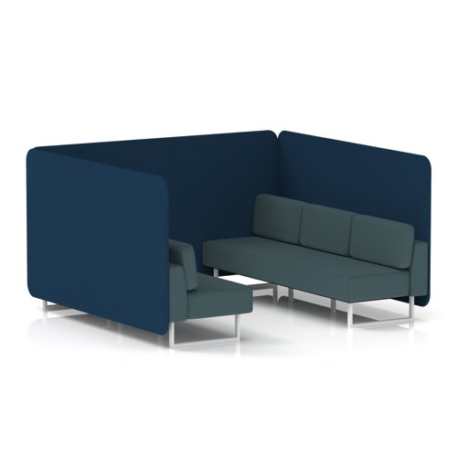 Brixworth 6 Seater Bench Booth With White Legs In X2 Fabric - Calculus Panels And Polygon Sofa